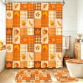 thumbnail image 1 of FRAMICS Fall Pumpkin Shower Curtain Sets with Non-Slip Rugs and Hooks, 16-Piece Thanksgiving Leaves Plaid Bathroom Sets, Waterproof Fabric Orange Bathroom Decor Set, 1 of 10