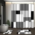 thumbnail image 1 of FRAMICS Gray Geometric Shower Curtain and Rug Sets, 16 Pc Black White Checkered Bathroom Sets, Modern Abstract Waterproof Fabric Shower Curtain Sets with 12 Hooks, 1 of 9