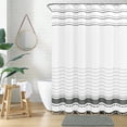 thumbnail image 1 of FRAMICS Striped Tassel Shower Curtain Sets with Bath Rug, Boho Farmhouse Water-Repellent Fabric Bathroom Sets with Hooks, Slub Textured Design, 72" x 72", Gray, 1 of 9