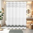 thumbnail image 1 of FRAMICS Striped Tassel Shower Curtain Sets with Bath Rug, Boho Farmhouse Water-Repellent Fabric Bathroom Sets with Hooks, Gray, 72" x 72", 1 of 10