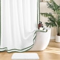thumbnail image 1 of FRAMICS Sage Green Scalloped Shower Curtain Sets with Rug, 14 Piece Fabric Bathroom Sets with Hooks, Heavy-Duty Slub Textured & Waterproof, 72" x 72", 1 of 10