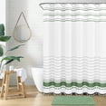 thumbnail image 1 of FRAMICS Striped Tassel Shower Curtain Sets with Bath Rug, Boho Farmhouse Water-Repellent Fabric Bathroom Sets with Hooks, Slub Textured Design, 72" x 72", Sage Green, 1 of 9