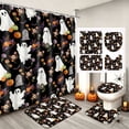thumbnail image 1 of FRAMICS Halloween Cute Ghost Shower Curtain Sets with Rugs, 16-Piece Spooky Floral Pumpkin Bathroom Sets with Hooks, Waterproof Fabric Bathroom Decor 72" x 72", 1 of 10