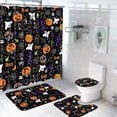 thumbnail image 1 of FRAMICS Halloween Shower Curtain Sets with Rugs, 16 Pc Pumpkin Spooky Ghost Bathroom Sets, Black Waterproof Fabric Shower Curtain with 12 Hooks and Toilet Rugs, 1 of 10