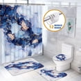 thumbnail image 1 of FRAMICS Navy Blue Marble Shower Curtain Sets with Rugs, 16-Piece Modern Abstract Bathroom Sets, Waterproof Fabric Bathroom Curtain Decor with Hooks, 1 of 8