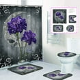 FRAMICS Purple Rose Sliver Moon Pattern Polyester Shower Curtain and