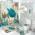 FRAMICS Sea Turtle Shower Curtain and Rug Sets, 16 Pc Blue Nautical