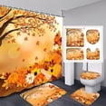 thumbnail image 1 of FRAMICS 16-Piece Fall Shower Curtain Sets with Rugs, Maple Leaves Pumpkin Bathroom Sets, Waterproof Fabric Bathroom Curtain Decor with Hooks, 1 of 10