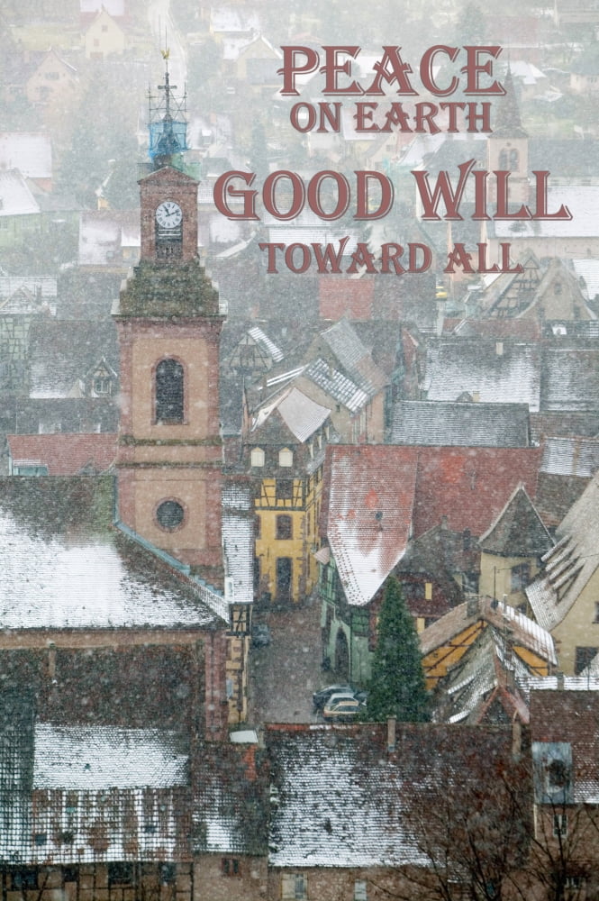 FRANCE Alsace (Haut Rhin) Riquewihr Town view of Alsatian Wine Village in Winter Canvas Art - Walter Bibikow Danita Delimont (22 x 34)
