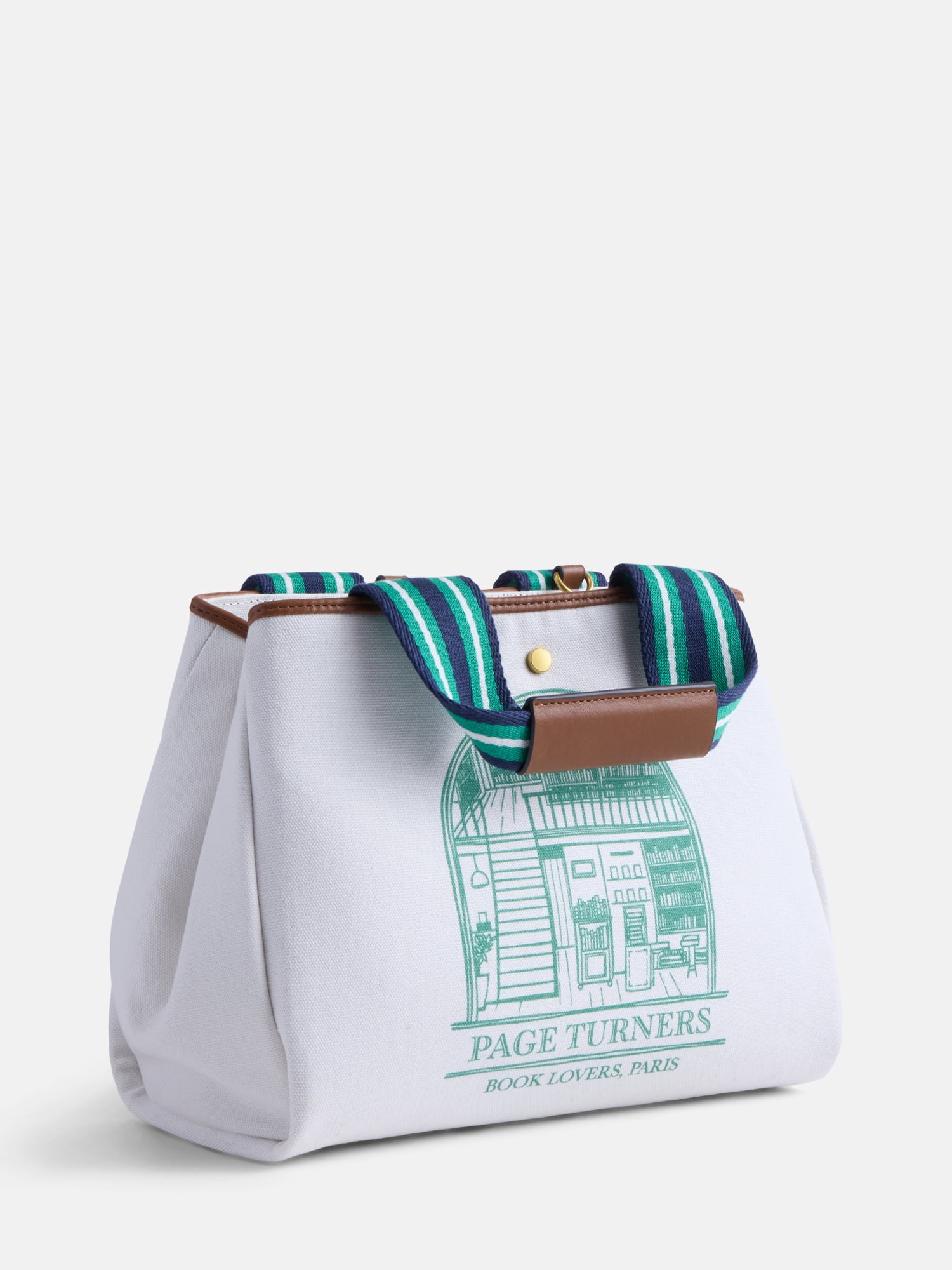Free Assembly Women's Book Lovers Mini Tote Handbag, Natural