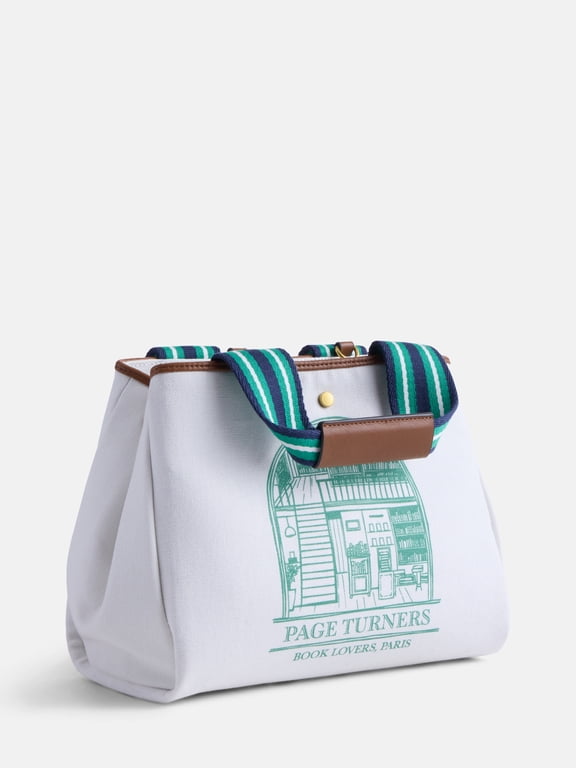 Women's Book Lovers Mini Tote Handbag, Natural