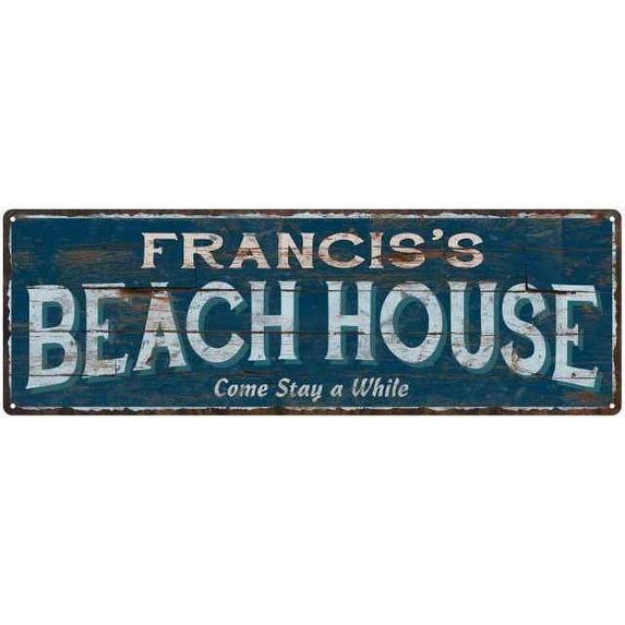 FRANCIS'S Beach House Blue Rustic Cabin Home Decor 6x18 Metal 206180026406