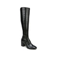 thumbnail image 1 of FRANCO SARTO Womens Black Crocodile Padded Tribute Square Toe Block Heel Zip-Up Dress Boots 8 M WC, 1 of 4