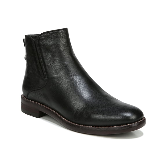 FRANCO SARTO Womens Black Round Toe Stacked Heel Zip-Up Leather Booties 10 M
