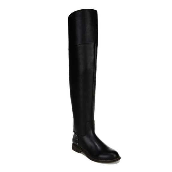 FRANCO SARTO Womens Black Stacked Heel Zip-Up Leather Riding Boot 6 M