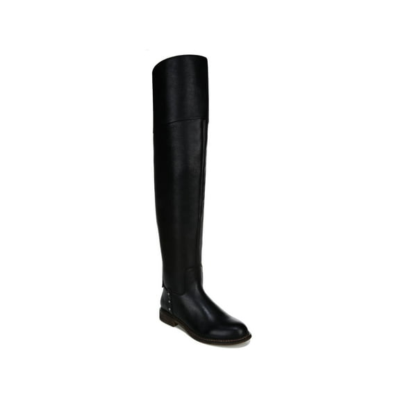 FRANCO SARTO Womens Black Studded Wide Calf Padded Haleen Block Heel Zip-Up Leather Boots 9 M WC
