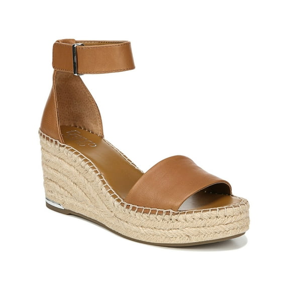 FRANCO SARTO Womens Brown Espadrille Adjustable Strap Cushioned Clemens Wedge Leather Sandals 9