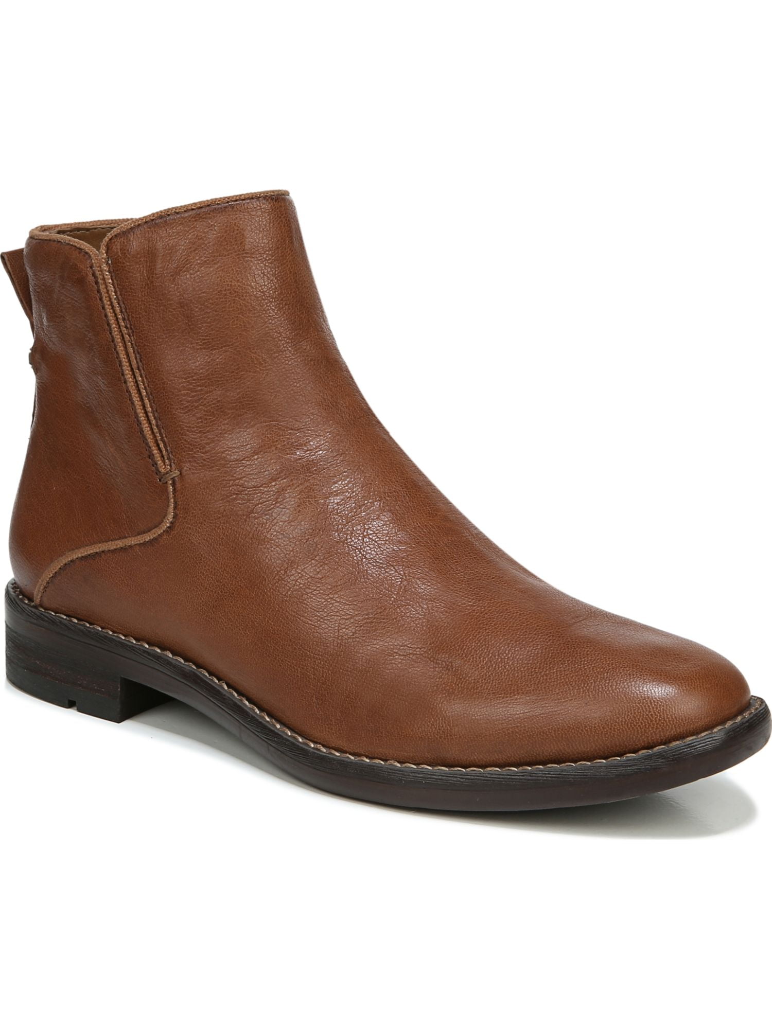 INC Womens Brown Elastic Goring Pull Tab At Sides Cushioned Studded Fawne Round Toe Block Heel Zip-Up Leather Riding Boot M main image 1