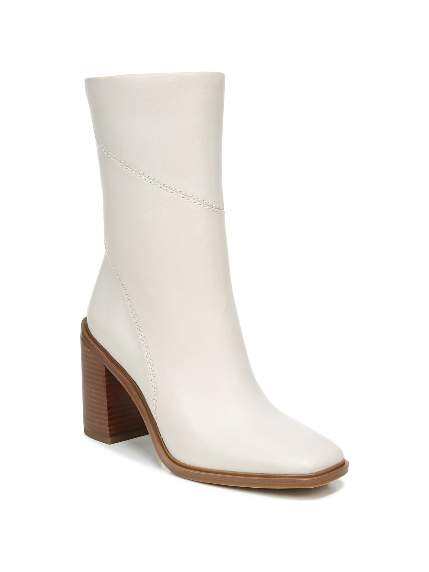 FRANCO SARTO Womens Ivory Goring Karbon Round Toe Block Heel Zip-Up Boots Shoes M