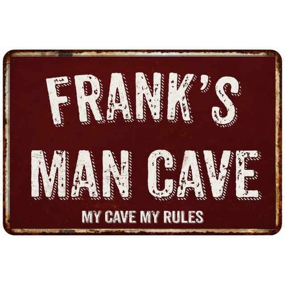 FRANK'S Man Cave Red Grunge Sign 16 x 24 Matte Finish Metal Sign 116240003166