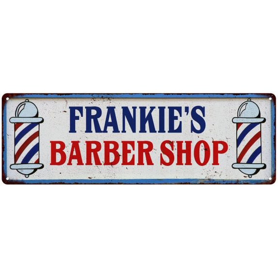 FRANKIE'S Barber Shop Hair Salon Gift Metal Sign Retro 6x18 206180031175