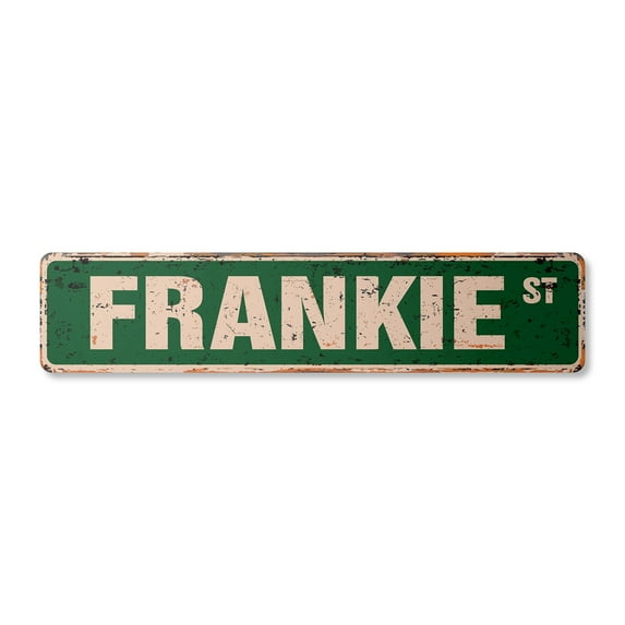 FRANKIE Vintage Plastic Street Sign Childrens Name Room Sign | Indoor/Outdoor | 24" Wide