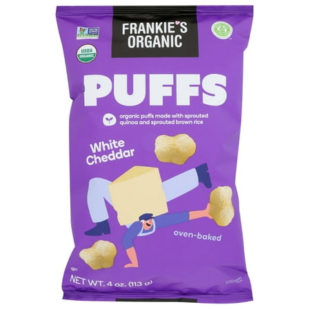 FRANKIES - Organic White Cheddar Puffs 4OZ ( Pack of 12)