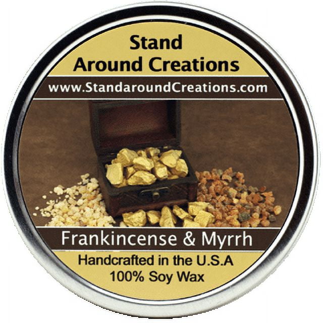 (Frankincense & Myrrh) Wood Wick, 100% Soy, Highly Scented, Hand Poured Soy  Candle, 8 oz