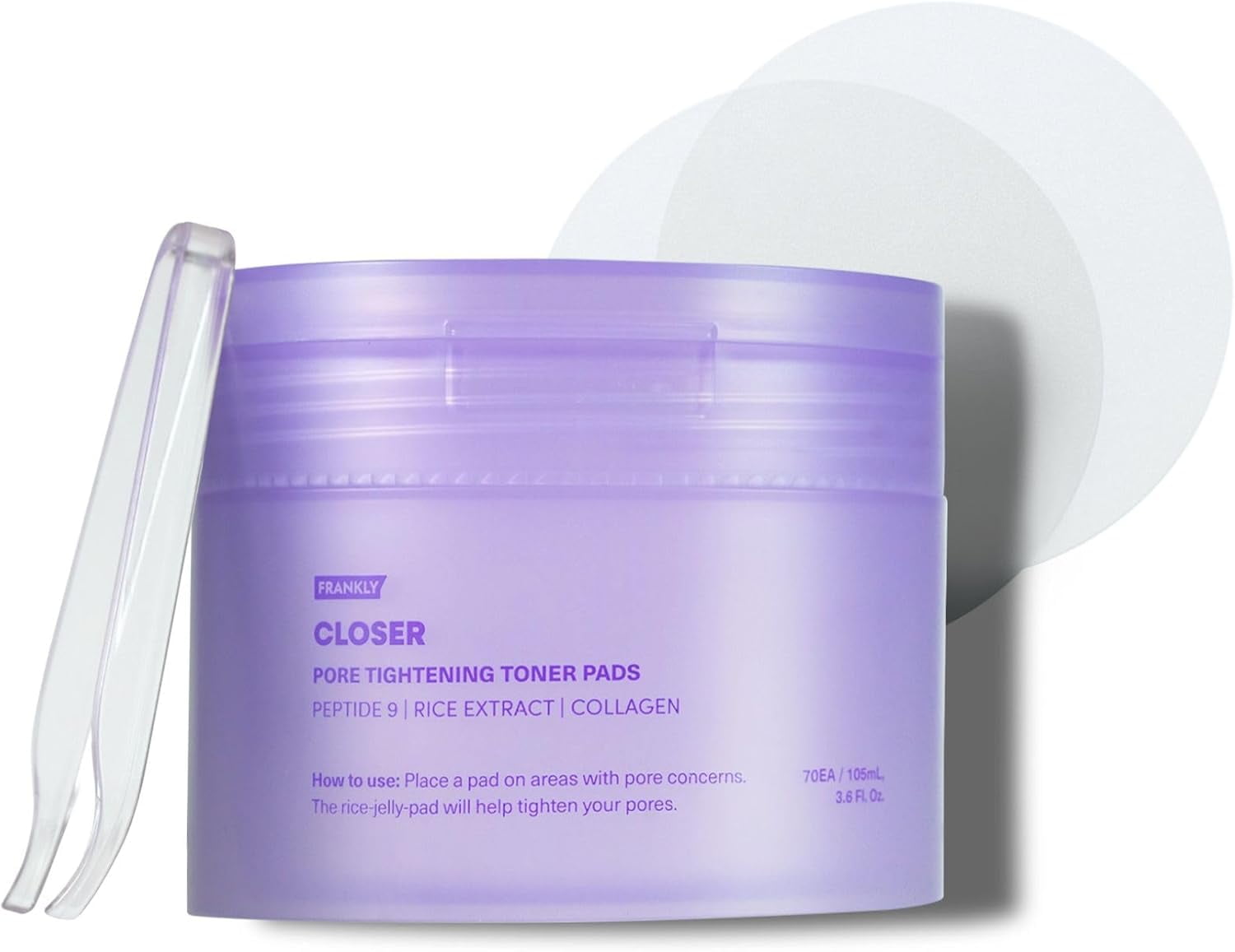 FRANKLY Pore Closer Toner Pads l Rice Jelly Pads with 9 Peptides, Vegan ...