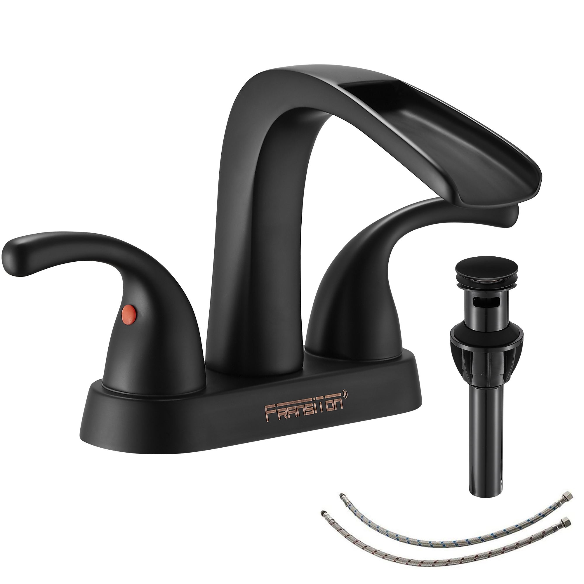 CES Matte Black Bathroom Sink Faucet 2 Handle 4 Inch Centerset Vanity ...