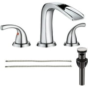FRANSITON Bathroom Sink Faucet 8 Inch Widespread 2 Handle 3 Hole w/ Pop Up Drain, Lead-Free Faucet for Bathtub, Brushed Nickel Lavatory Faucet Basin Faucet Mixer Taps