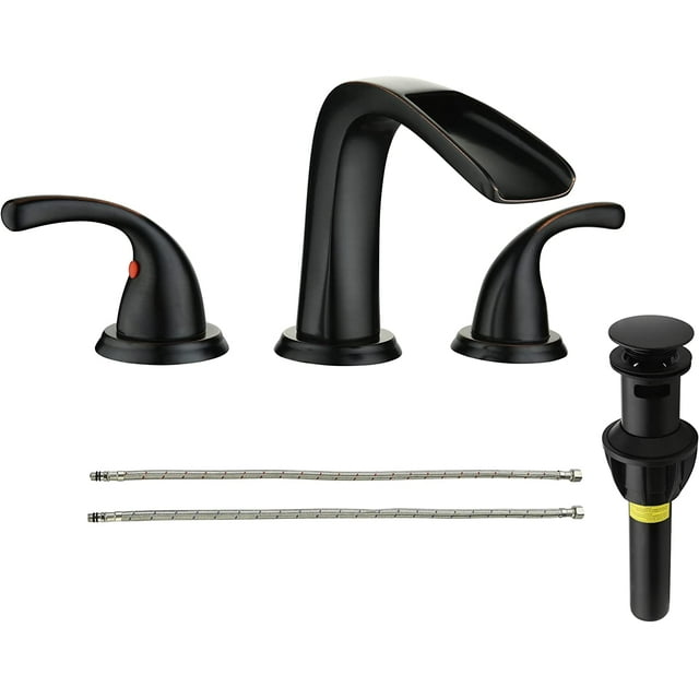 FRANSITON Bathroom Sink Faucet 8 Inch Widespread 2 Handle 3 Hole w/ Pop
