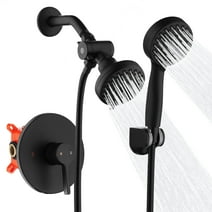 FRANSITON Shower Faucet System with Bathroom Spout Rain Shower Kit, High Pressure Handheld Shower Head Dual 2 in 1 Shower Combo Faucet Set with Valve Trim Kit(Valve Include) (Matte Black)