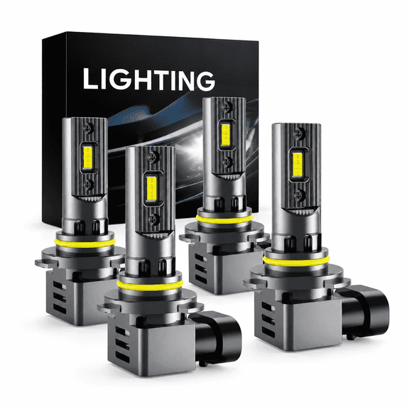 FRANXI 9005+9006 LED Headlight Bulbs,6500K Cool White 9005 9006 H11 LED Headlight Bulbs, Focused Beam,1:1 Mini Size,Plug and Play,Low Beam/Fog Light , Pack of 4