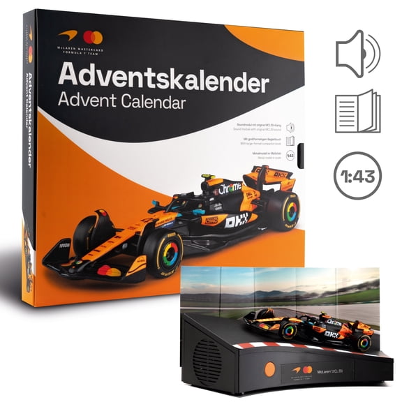 FRANZIS McLaren Racing Advent Calendar, MCL39 1:43 Model Kit with Engine Sound, Ages 14+