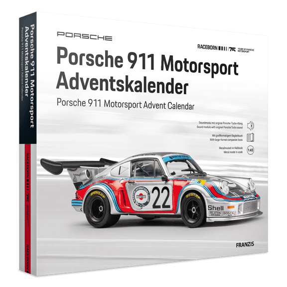 FRANZIS Porsche 911 Motorsport Advent Calendar, 1:43 Carrera RSR Turbo Model Kit, Ages 14+