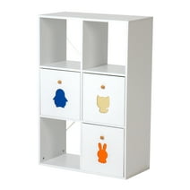 FRAPOW 6-Cube Storage Organizer, Storage Shelf with 3 Fabric Drawers, Bookcase, Bookshelf, White