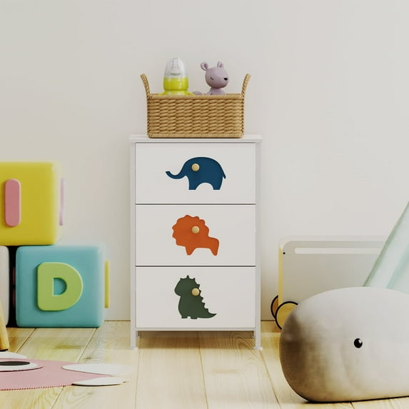 FRAPOW Dresser for Bedroom with 3 Drawers, Wide Chest of Drawers, Fabric Dresser, Storage Organizer Unit with Fabric Bins for Closet, Living Room, Hallway, White