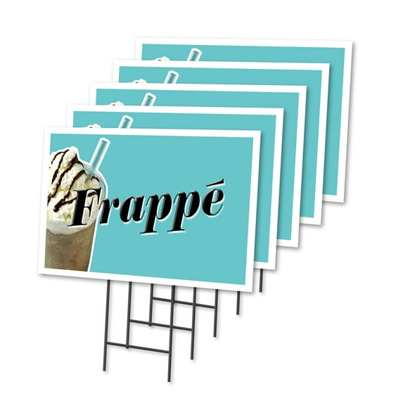 FRAPPE 5 Pack Of 18" x 24" Yard Sign & Stake | Advertise Your Business | Stake Included Image On Front Only | Made in The USA