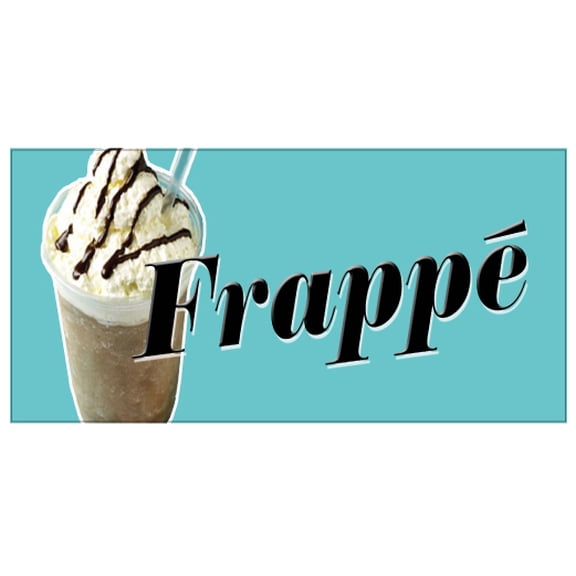FRAPPE Decal iced cold coffee drink cart greek sign new