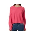 thumbnail image 1 of FRAYED JEANS Womens Pink Ribbed Distressed Heather Long Sleeve Round Neck Sweater L, 1 of 3