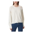 thumbnail image 1 of FRAYED JEANS Womens White Distressed Frayed Sheer Ribbed Long Sleeve Crew Neck Sweater S, 1 of 4