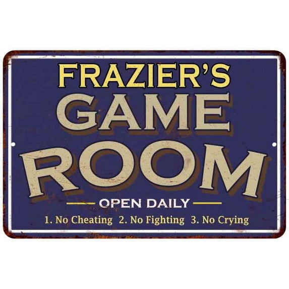 FRAZIER'S Blue Game Room Sign Metal 12 x 18 Matte Finish Metal 112180002145