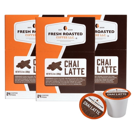 Fresh Roasted Coffee, Chai Latte, K-cup Compatible, 72 Count