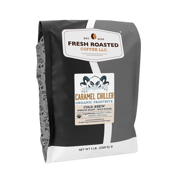 FRC Frostbite Organic Cold Brew, Caramel Chiller, Medium Roast, Whole Bean, 80 oz 5 lbs