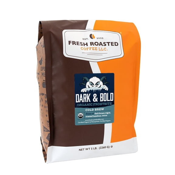 FRC Frostbite Organic Cold Brew, Dark and Bold Cold Brew, Whole Bean, 80 oz 5 lbs