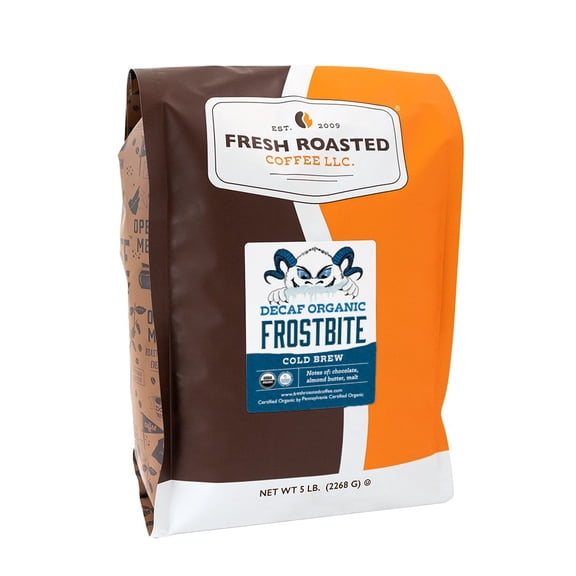FRC Frostbite Organic Cold Brew, Decaf Cold Brew, Whole Bean, 80 oz 5 lbs