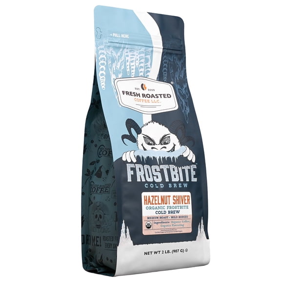 FRC Frostbite Organic Cold Brew, Hazelnut Shiver, Medium Roast, Pre-ground for Cold Brew, 32 oz 2 lbs