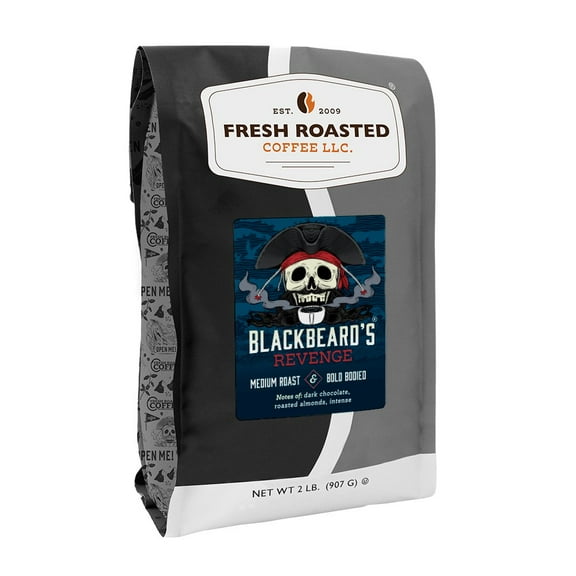 Fresh Roasted Coffee, Blackbeard's Revenge Artisan Blend, Medium Roast, Drip Ground, 32 oz 2 lbs