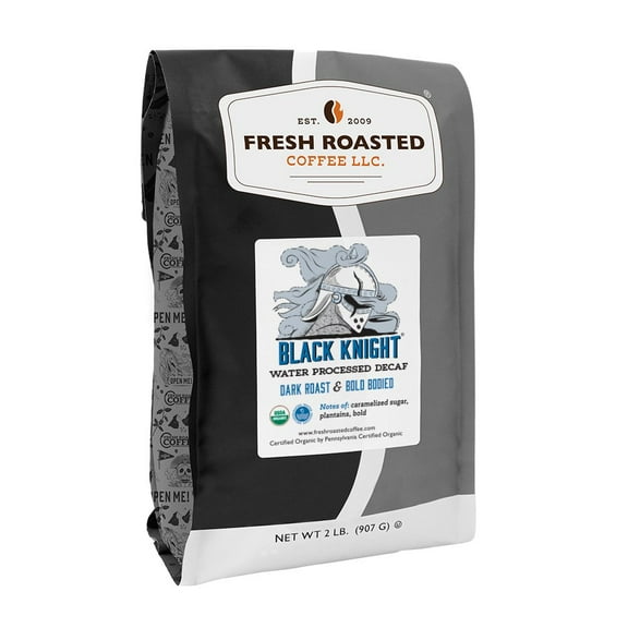 Fresh Roasted Coffee, Organic Black Knight Decaf Coffee, Dark Roast, Drip Ground, 32 oz 2 lbs